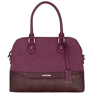 David Jones Sac à Main Femme Bugatti Cabas Fourre-Tout Bandes Cuir PU Multicolore Porté Epaule Bandoulière Tote Shopper Elégant Satchel Dame Mode Ville Chic Tendance Original Rouge Bordeaux - Publicité