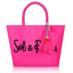 Victse Sac de Plage Femmes, Grand Sac de Plage pour Femmes, Sac de Plage Vacances, Shoulder Bag pour la Plage, Sac Fourre-Tout en été, Sac en Toile pour Plage Voyage Piscine Shopping (Rose) - Publicité