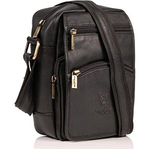 MATADOR Sac Bandoulière Homme en Cuir Véritable avec Multipoches Zippé de YKK   Sacoche Homme Bandouliere Fait Main Grande Capacité   Pochette Homme Voyage Sacs Bandoulière Pochettes   Nappa Noir - Publicité