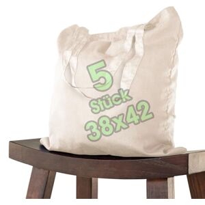 ELES VIDA Lot de 5 Sacs en Coton Non imprimés 38 x 42 cm, Sac à bandoulière, Sac en toile, ÖKO-TEX® Sac en toile à Sac à provisions Sac à provisions Sac en toile (Nature) - Publicité