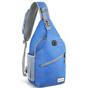 ZOMAKE Sac Bandoulière pour Homme Femme pour École Voyage Randonnée Camping Excursion Cyclisme Ultraléger Sac de Poitrine Léger Corssbody(Bleu) - Publicité