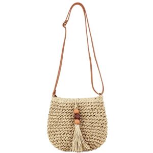 BIOSA Sac assorti pour femme Petit sac à bandoulière en paille Sac à bandoulière de plage Pochette tissée pour le quotidien Couleur unie - Publicité