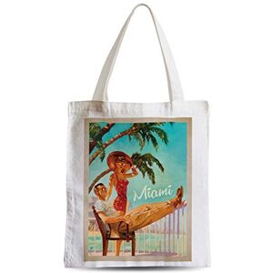 Fabulous Grand Sac Shopping Plage Etudiant Miami Florida Affiche Poster Vintage Voyage Art Deco 30's - Publicité