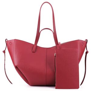 TIAASTAP Sac Cabas Femme Sac à Main en Cuir Pour Femmes, sacs à Main Portés épaule, Sac à Bandoulière de Grande Capacité Pour le Shopping Travail (Gros-Rouge) - Publicité