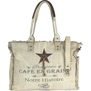 Sunsa Grand sac à main pour femme XXL en toile & cuir Sac de plage durable / Weekender avec fermeture éclair et étoile Sac à bandoulière vintage Idée cadeau pour femme, beige, 50x42x23 cm - Publicité