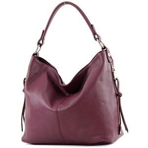 modamoda de Ital Shopper Sac à bandoulière en cuir grande T160, Couleur:violette Bordeaux - Publicité