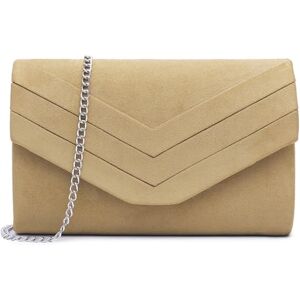 Milisente Femme Pochette En Daim Enveloppe Pochette Classique Sac De Soirée (Beige) - Publicité