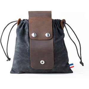 ZhaoCo Pochette de Fourrage en Toile pour la Randonnée, Pliable Portable Robuste Sac Bushcraft en Toile avec Housse en Cuir avec Cordon de Serrage, Noir - Publicité