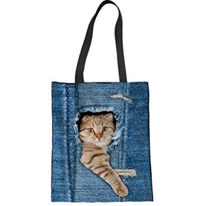 Onsoyours Mode Sacs à Main Sac à Chat Jeans Denim Casual Femme Homme Sacoche Porté à Epaule Sac à Main pour Voyage Travail Ecole Vie Quotidienne Plage Style 03 Taille unique - Publicité