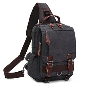 DORRISO Homme Sac à Bandoulière Mode Cartable Sac d'épaule Sac de Messager Causal Sac à Épaule pour Travail Voyage Sport École Toile Crossbody Bag Sac de poitrine Noir - Publicité