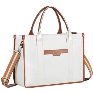 RAVUO Sac à Main Femmes,Grande Capacité Sac Cabas Pour Ordinateur 15.6 Pouces Sac de Cours Tolie Lycee Bandoulieres Epaule Tote Bag pour Affaires Shopping Travail Voyage Blanc - Publicité