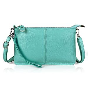 befen Petit sac à bandoulière pour femme, petit sac à main en cuir pour téléphone portable, sac à main et sacs à bandoulière, pochette noire avec dragonne, Bleu sarcelle clair, S, Minimal - Publicité