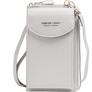 QEEQPF 1pcs sac de téléphone gris clair pour dames, sac à main portefeuille en cuir PU, sac de messager avec longue bandoulière amovible réglable et fentes pour cartes pour femmes filles - Publicité