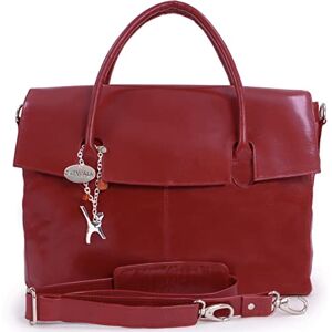 Tigi Collection Handbags Cuir Véritable Grande Serviette/Sac de Travail/Mallette/Sac porté épaule avec Bandoulière Compartiment Rembourré Pour Ordinateur Femme  Rouge - Publicité