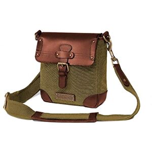 DRAKENSBERG Sac de Messager 'Mila' Petit Sac à bandoulière, Besace et Sacoche pour Homme, pour Les Excursions, Fait Main Durable, rétro-Vintage, Toile, Cuir, 4L, Vert Olive, - Publicité