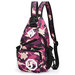 FANDARE Sacs D'école Sac de Poitrine Garçons/Filles Sac d'Epaule Homme Femme Sacoche Sling Bag Sac À Dos Sac Bandoulière Voyage Sport Crossbody Bag Imperméable Polyester Camo Violet - Publicité