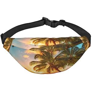 RFSHOP Sac banane, sac banane pour voyage, course à pied, homme et femme, coucher de soleil hawaïen, palmier hawaïen, photo - Publicité