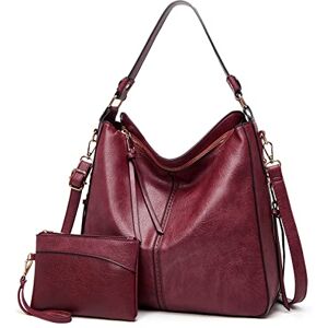 Lifetooler Lifecooler Sac Hobo Sac Cabas Femme Sac a Main Grand Cuir PU Sac Bandoulière Fourre-Tout et Portefeuille Ensemble pour Travail Voyage et Shopping(rouge-violet) - Publicité