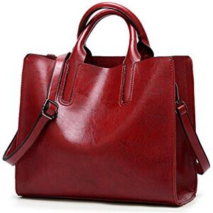 Coolives Tote Sac Cabas avec Bandoulière pour Femme en Cuir PU Sacs à main portés main Carré Vin rouge - Publicité