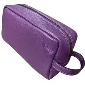 MIss B Sac pochette en cuir unisexe pour toutes les occasions, beauty porte objets homme/femme en cuir, confortable et pratique de voyage, aubergine, Contemporain - Publicité