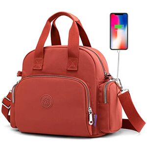 DORRISO Femmes Sac à Main Mode Bandoulière Sacs Femme Sac à dos Imperméable Messenger Sac Port de chargement USB Travailler Voyage Décontracté Quotidien Toile Sac Bandoulière Orange - Publicité