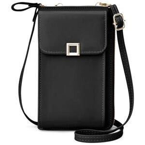 Yoowalar Sac Téléphone Portable Femmes, Cuir PU Sac à Bandoulière Pochette Telephone avec Fente pour Carte et Bandoulière Réglable, Petit Sac Portefeuille Telephone pour Femmes, Noir - Publicité