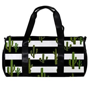 suojapuku Sac de Sport Petit Sac polochon Sac fourre-Tout de Sport pour Le Yoga,Plantes Vertes Rayures Blanches Noires,Sac de Fitness en Plein air Sac de Transport - Publicité