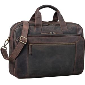 STILORD 'Nelson' Sac d'affaires Homme Cuir Sacoche XL Serviette en Cuir Cartable Sac à Bandoulière Vintage Sac d'Épaule, Couleur:Marron foncé - Publicité