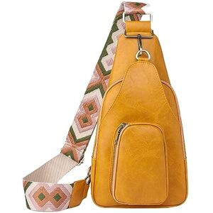 Generic Sac à bandoulière élégant Sac banane Couleur unie Motif avec sac en cuir synthétique Sac à bandoulière portable Petit sac à bandoulière pour homme, jaune, Taille unique, Sacs à dos - Publicité