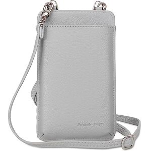 Pomelo Best Pochette Portefeuille Femme Petit Sac à Bandoulière Cuir Mini Sac Épaule Ultra-thin pour Porte Téléphone et Porte-carte (Gris) - Publicité