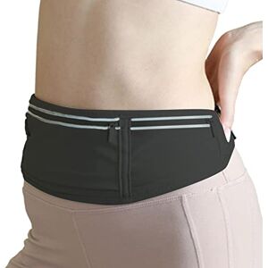 Keloc Ceinture de course à pied avec taille extensible et bandes réfléchissantes – Sac banane pour cartes d'argent, ceinture de voyage pour coureurs, Noir , 1 - Publicité