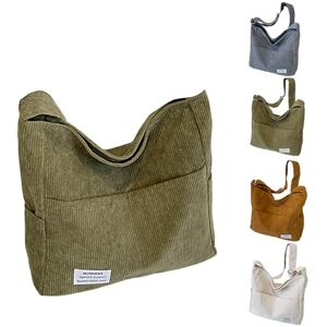 Select Zone Sac à bandoulière réglable en velours côtelé pour femme, grand sac avec fermeture éclair, pour l'école, le bureau, le travail, les voyages et le shopping, vert - Publicité