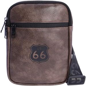 Route 66 – Sacoche Homme Bandouliere avec 2 Pochettes – sac bandoulière homme sacs à main homme pochette bandouliere Tissu Résistant Unisex (Brun) - Publicité