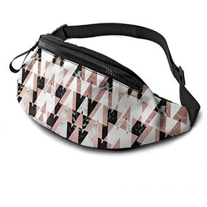 Botell Triangles géométriques rose or noir blanc marbré sac banane avec sangle réglable pour homme femme sports de plein air course gym voyage, Triangles géométriques or rose noir marbre blanc, Taille - Publicité