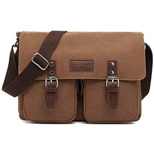 FANDARE Vintage Sacs bandoulière Toile Sac d'épaule Extensible Messenger Bag Homme Femme Sacs Portés épaule Briefcase Sac de Voyage Affaires Université Canvas Crossbody Bag Marron - Publicité