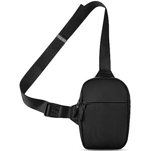 kieyeeno Sling Bag Sac de poitrine pour homme, femme, respirant, imperméable, en nylon, avec fermeture éclair, pour le cyclisme, le camping, l'entraînement, Noir , L - Publicité