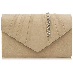 Milisente Femme Pochettes Sac de soirée plissé en velours Enveloppe Porte-monnaie (Beige) - Publicité