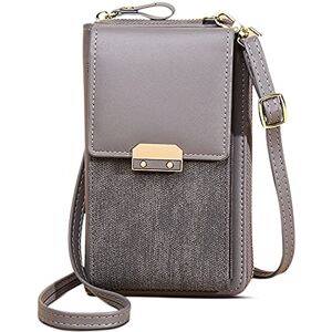 FORRICA Portefeuille Femmes Téléphone Portable Bandoulière Petit Sac à Bandoulièr Joli Epaule Pochette Dames Mode Glissière Porte Monnaie PU Cuir Épaule Portefeuille Gris - Publicité