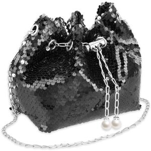 Bewudy strass pochettes de soirée, sac à main seau, sac à main argenté dames paillettes sac de soirée, sac à chaîne sacs d'épaule pour mariage fête loisirs date (Noir) - Publicité