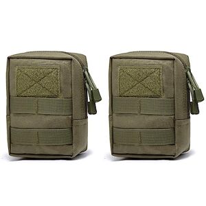 TRIWONDER Sac Tactique Poche Molle Sacoche Ceinture Militaire Pochette EDC pour Randonnée Trekking Camping (A Vert 2 Pièces) - Publicité