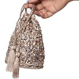 Maya Deluxe Womens Handbag Ladies Sequin Bag Bridesmaids Sparkling Drawstring Coin Purse Pouch for Evening Prom Party, Embrayage aux Femmes, Taupe Blush - Publicité
