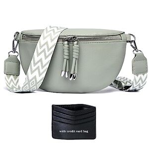 YISUOHOOM Sac Banane Femme Gris Vert Petit Sac a Main bandoulieres Pochette Telephone Portable avec Fente pour Carte de crédit et bandoulière de 3.8cm de Large - Publicité