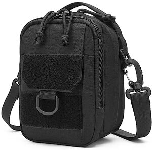 ENJOHOS Pochette Tactique Multifonction Molle pour téléphone Portable Sac de Taille Tactique Molle EDC Pouch Nylon Organisateur de Poche Camping randonnée (Noir) - Publicité