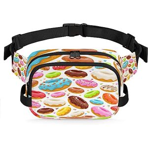 Yzrwebo Sac banane coloré en forme de donut pour femme et homme Sac banane tendance avec sangle réglable pour entraînement en plein air, voyage, course, randonnée, cyclisme, multicolore, Large - Publicité