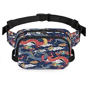 Yzrwebo Sac banane dragon chinois pour femme et homme Sac banane tendance avec sangle réglable pour entraînement en plein air, voyage, course, randonnée, cyclisme, multicolore, Large - Publicité