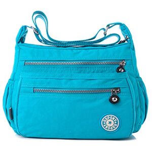 FiveloveTwo Nylon Sac Cabas Bandoulière Sacs à l'épaule Sac Portés Main pour Femme Sacs Portés Dos Épaule pour Travail Voyage Scolaire Pochettes Shopper Shoulder Bag Bleu ciel - Publicité