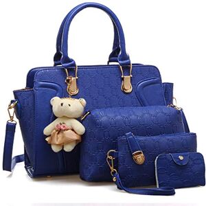 Pahajim Sac a Main Femmes Chic Ensemble Sac a Main en Cuir PU Mode Sac a Main Lot comprenant Sac Cabas Sac Bandoulière Pochette Porte Carte pour Shopping Voyages et Les Cadeaux (Bleu) - Publicité