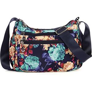 Minicloss Sac à bandoulière décontracté en nylon pour femme Sac à main étanche Sac à main cosmétique Sac de plage, fleurs - Publicité