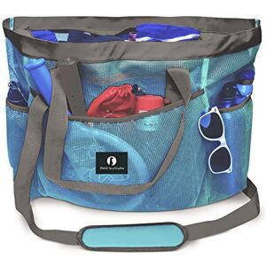 Red Suricata Sac de plage en maille avec fermeture éclair Sac fourre-tout de plage extra large Sac de piscine, Celeste bleu clair/gris, X-Large - Publicité