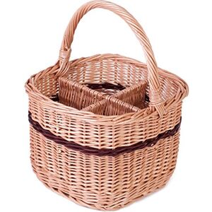 e-wicker24 Alles aus Weide e-wicker24 « Porte-Bouteille pour 4 Bouteilles en Osier Naturel avec Anse (30x30 H20) - Publicité